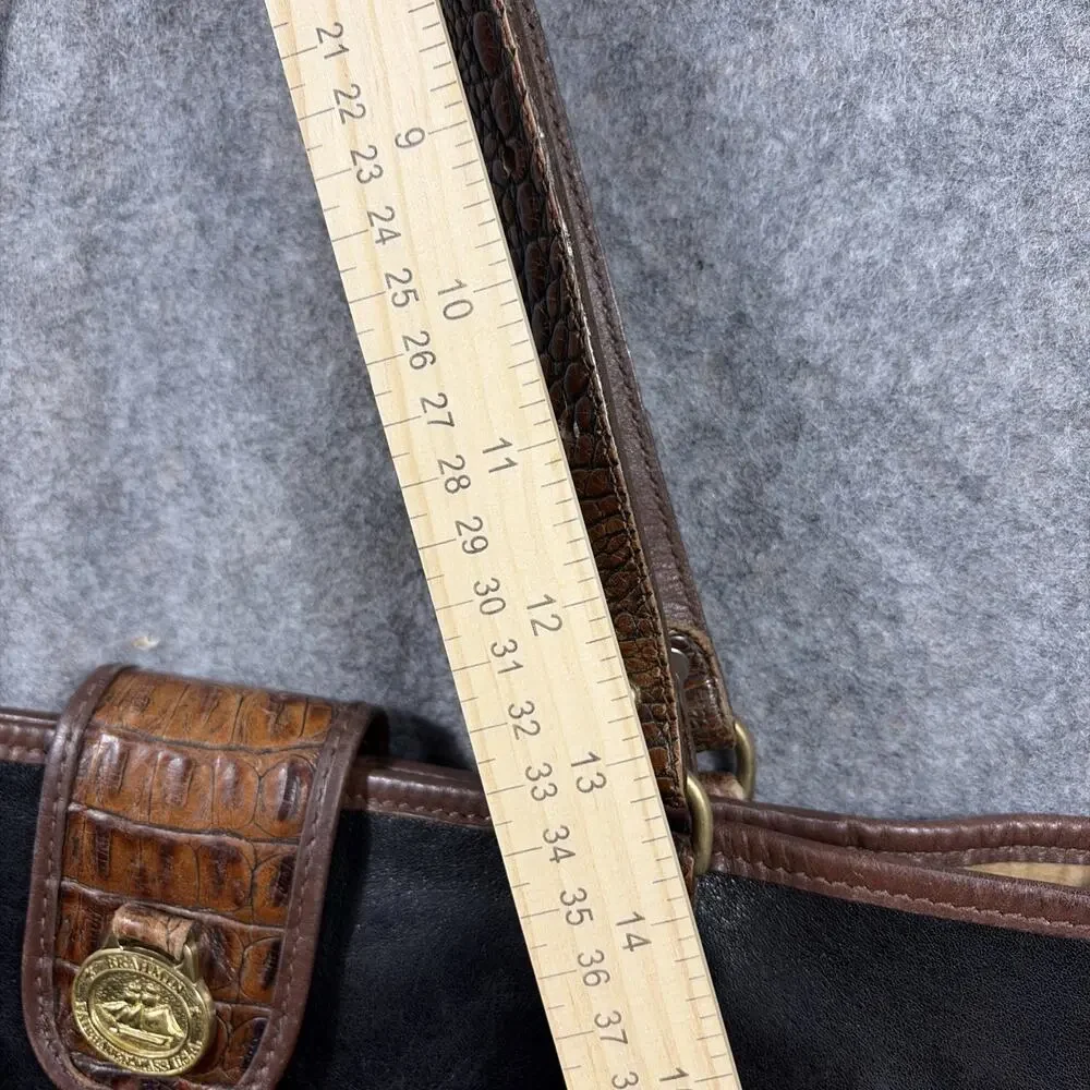 Vintage Brahmin brown & black‎ shoulder bag leather tote bag